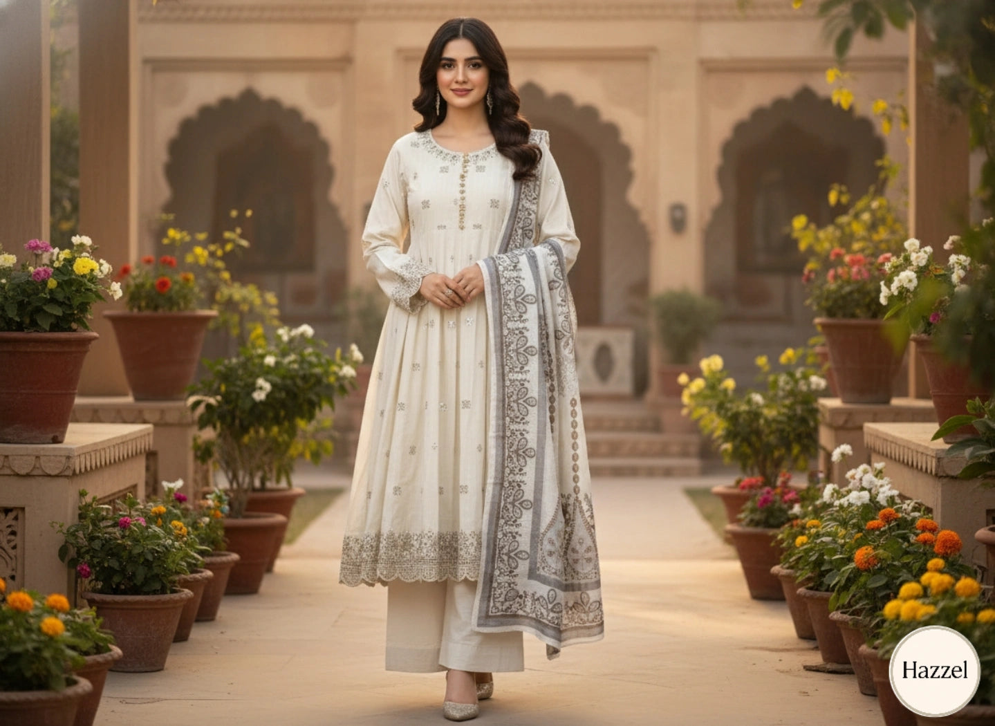 ❄️ Cream Winter Bloom Cotton 3-Piece