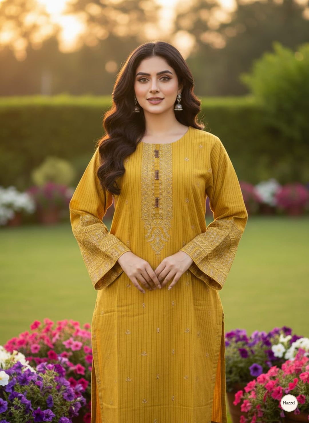 2-Piece Stitched Embroidered Cotton Suit with Pockets - Ready to Wear - 2 Colors Available