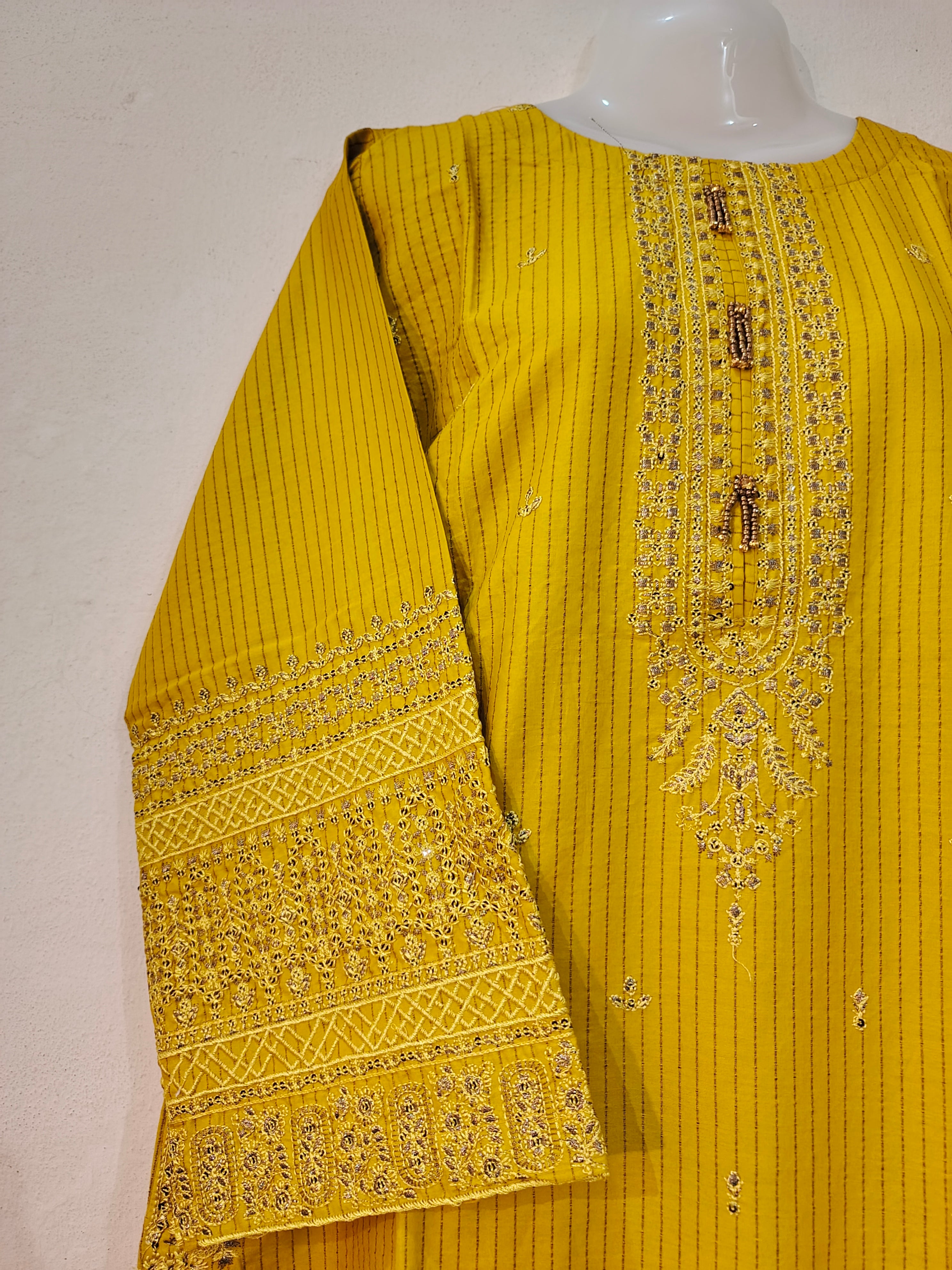 2-Piece Stitched Embroidered Cotton Suit with Pockets - Ready to Wear - 2 Colors Available